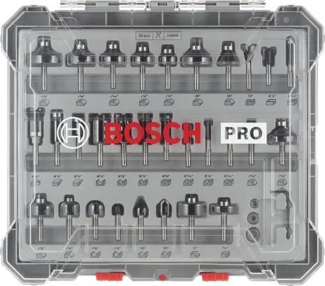 Conjunto de brocas de roteador Bosch PRO 1/4″ 30 peças.